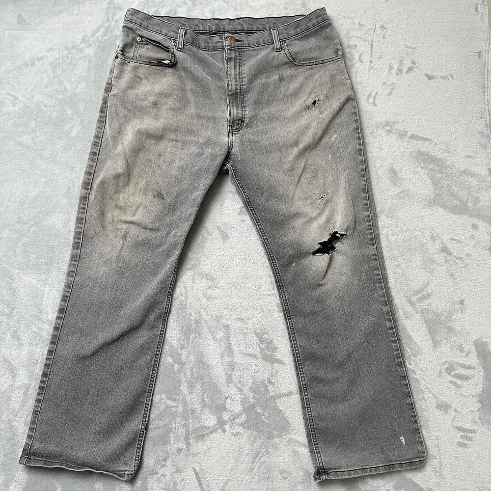 Dickies Mens Relaxed Fit  Utility Jeans Gray 40x30 Ripped Faded 38x28 Worn In‎